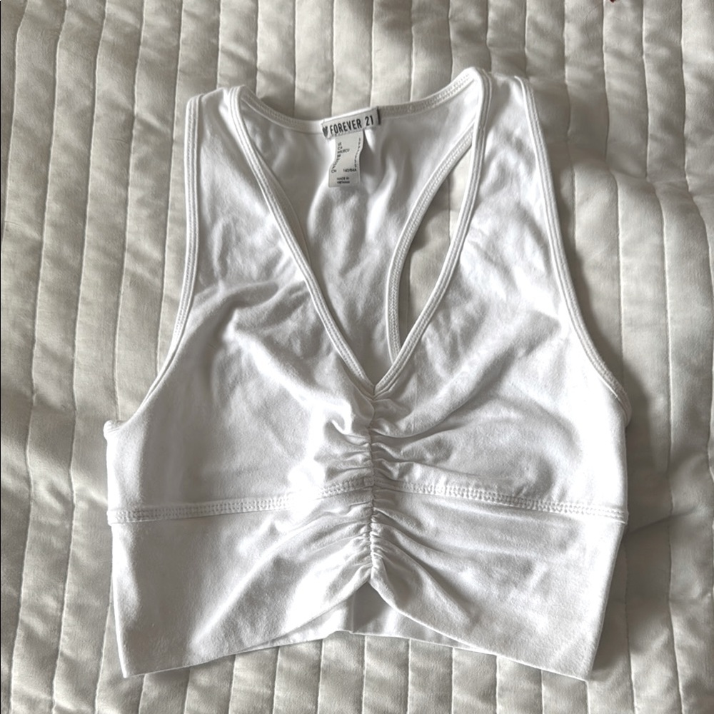 White Cropped Tank Top